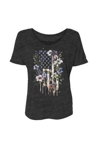 Floral American Flag Slouchy Tee